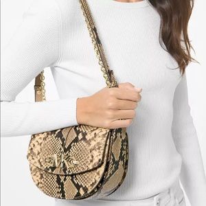 Michael Kors Small convertible  saddle xbody leather python crossbody handbag